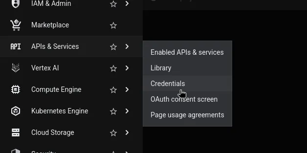 Open credentials page