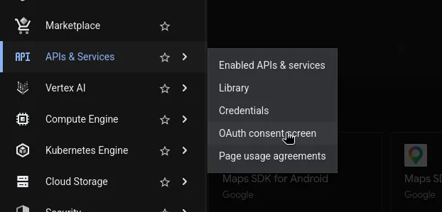 Open OAuth consent screen