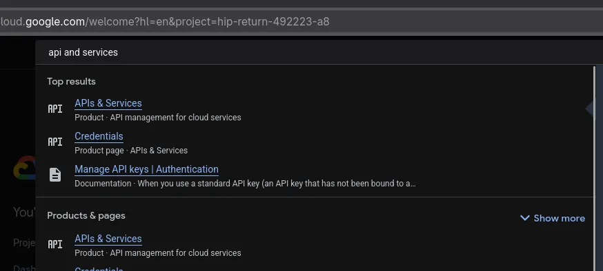 Search for APIs and Services